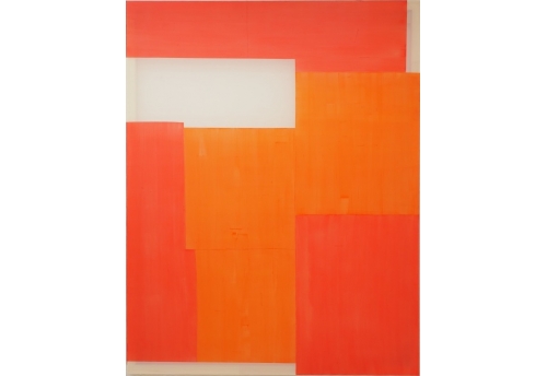 Patchwork composition orange , scarlet red