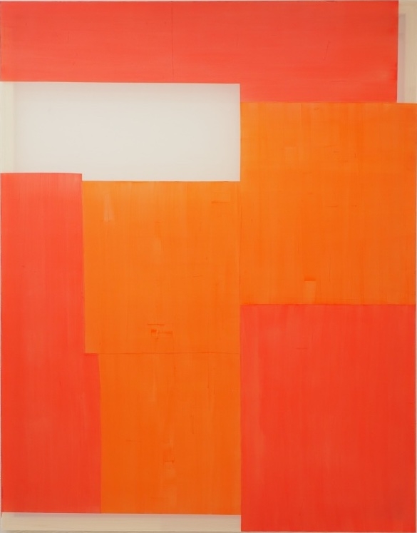 Patchwork composition orange , scarlet red